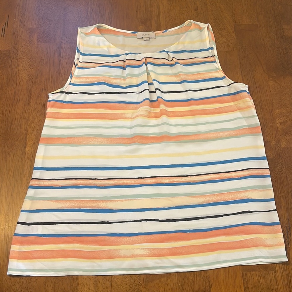 LOFT (M) - Multi Color Striped Sleeveless Blouse